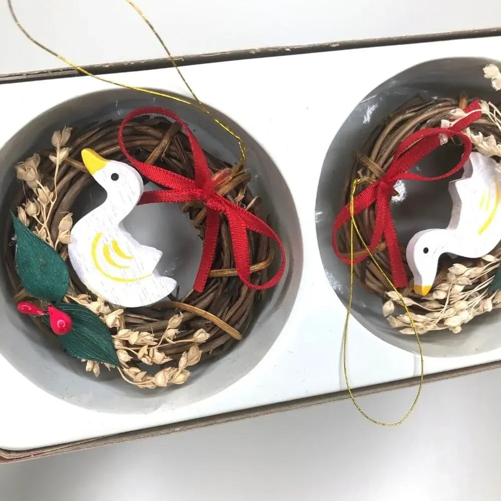 Vintage 1985 Handmade Christmas Mini Wreath Ornaments